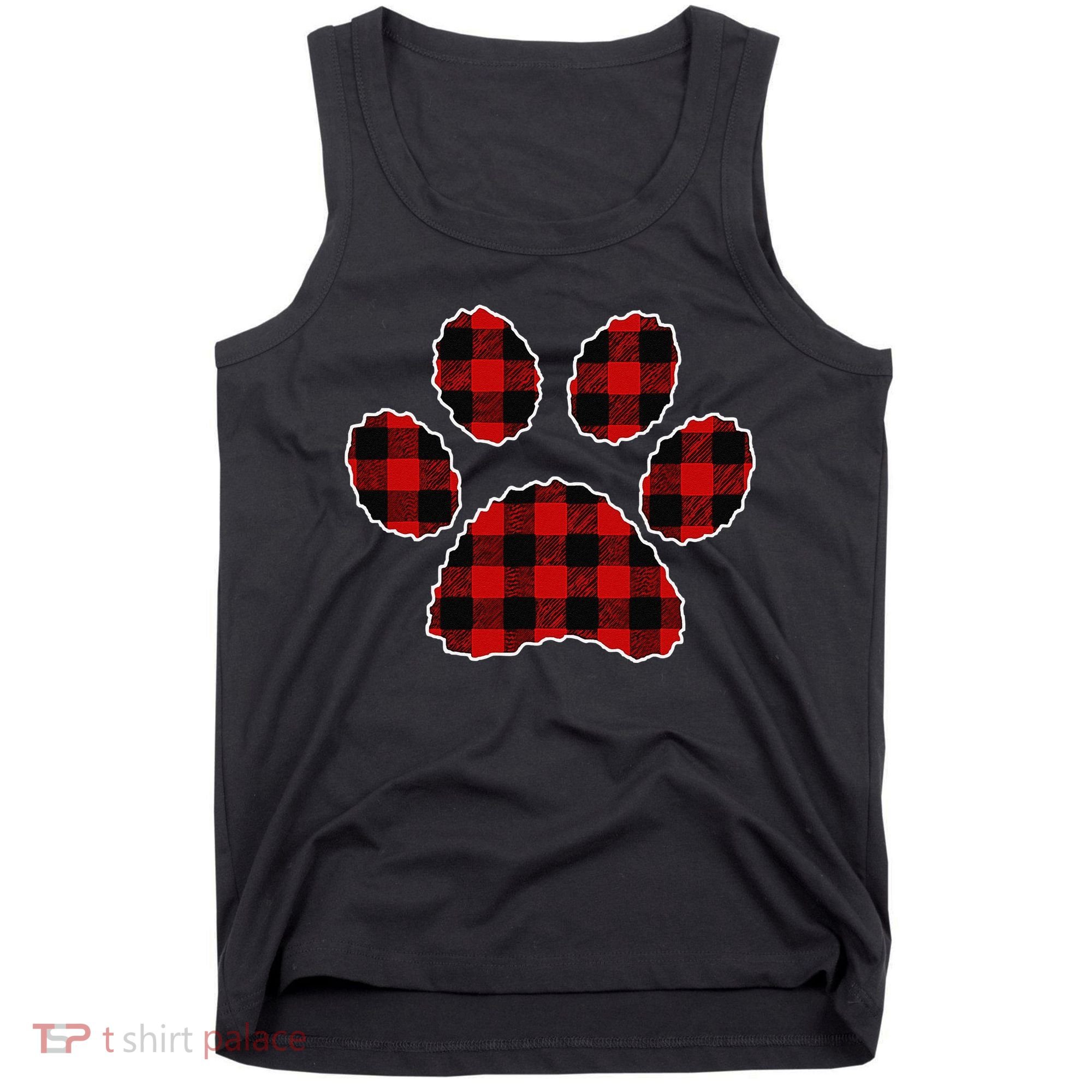 Buffalo Plaid Paw Print Dog Or Cat Lovers Christmas Tank Top