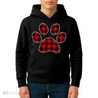 Buffalo Plaid Paw Print Dog Or Cat Lovers Christmas Kids Hoodie thumb 4
