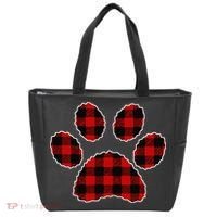 Buffalo Plaid Paw Print Dog Or Cat Lovers Christmas Tote Bag thumb 0