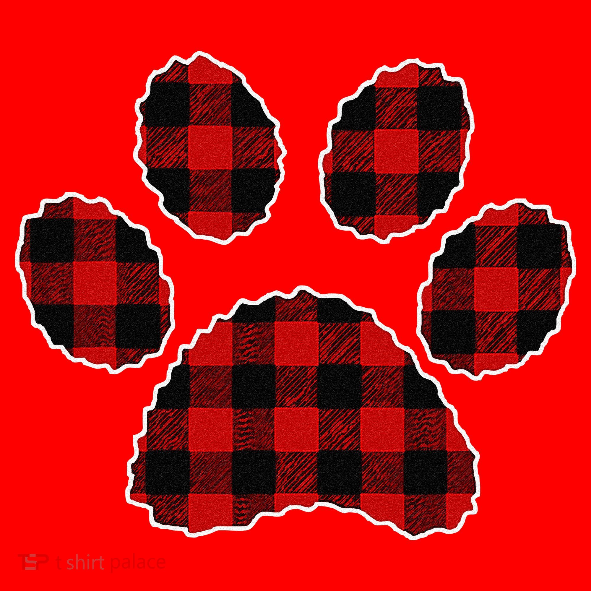 Buffalo Plaid Paw Print Dog Or Cat Lovers Christmas Santa Hat