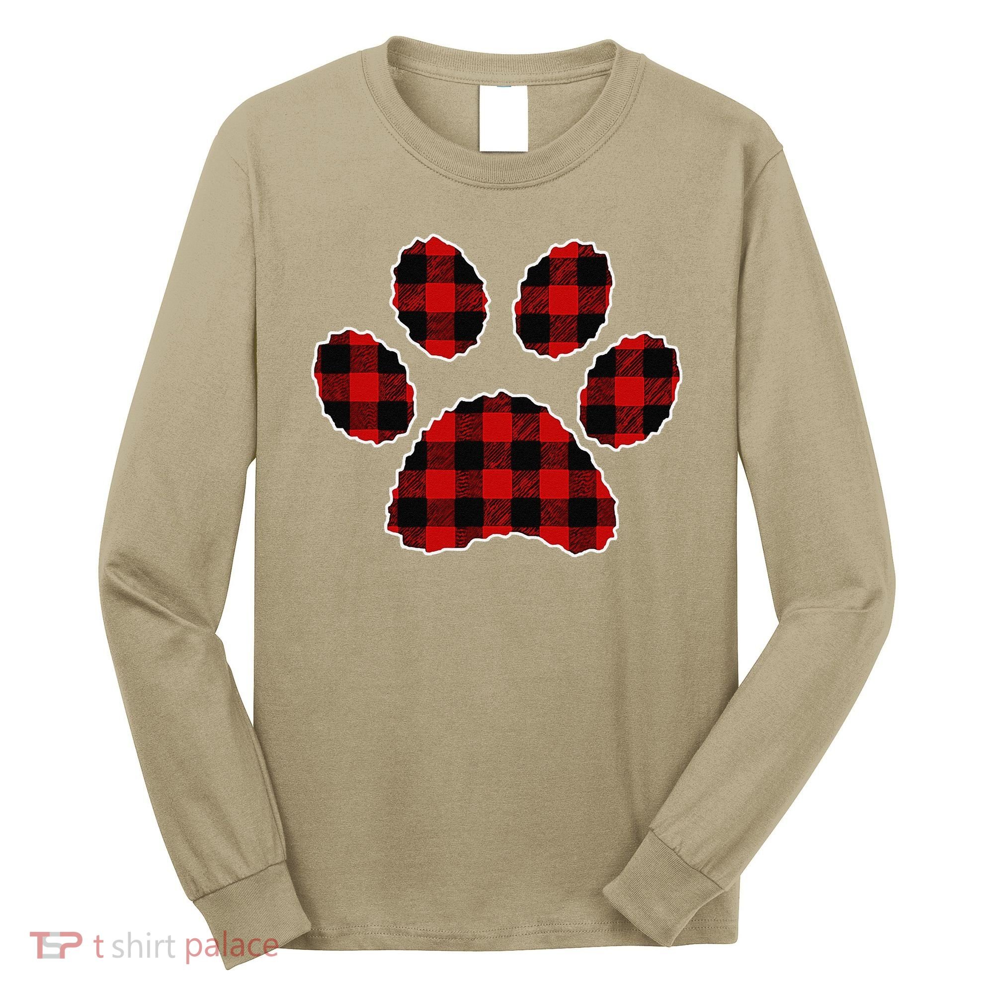 Buffalo Plaid Paw Print Dog Or Cat Lovers Christmas Long Sleeve Shirt