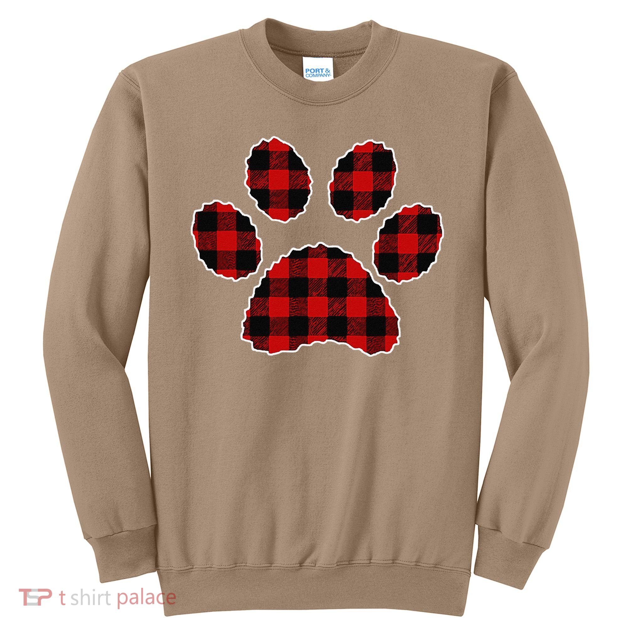 Buffalo Plaid Paw Print Dog Or Cat Lovers Christmas Sweatshirt