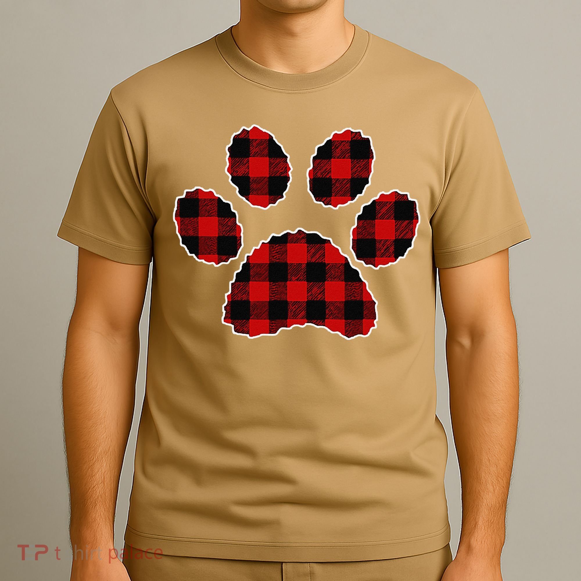 Buffalo Plaid Paw Print Dog Or Cat Lovers Christmas T-Shirt