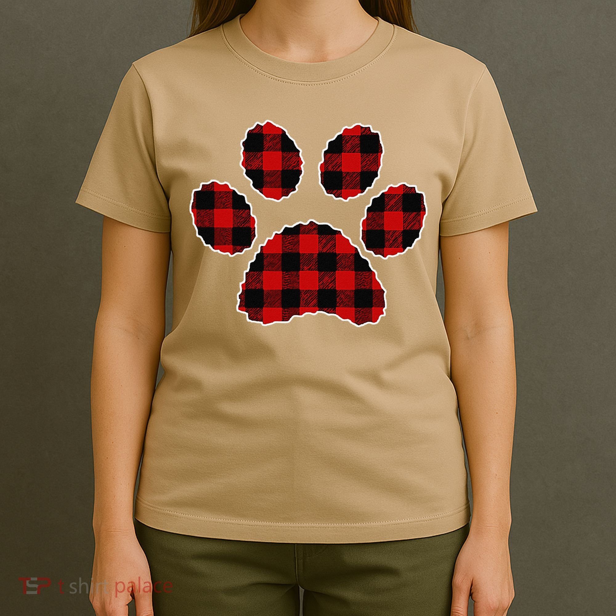 Buffalo Plaid Paw Print Dog Or Cat Lovers Christmas T-Shirt