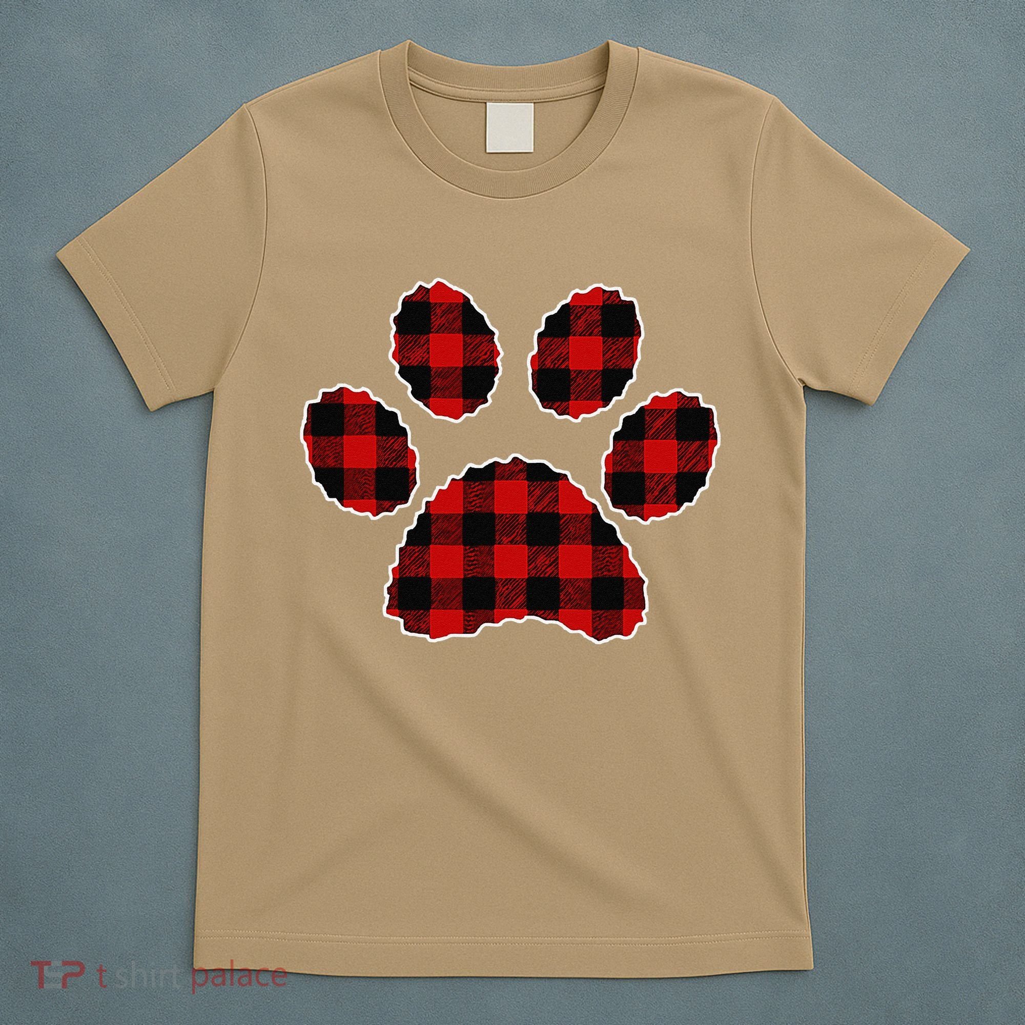 Buffalo Plaid Paw Print Dog Or Cat Lovers Christmas T-Shirt