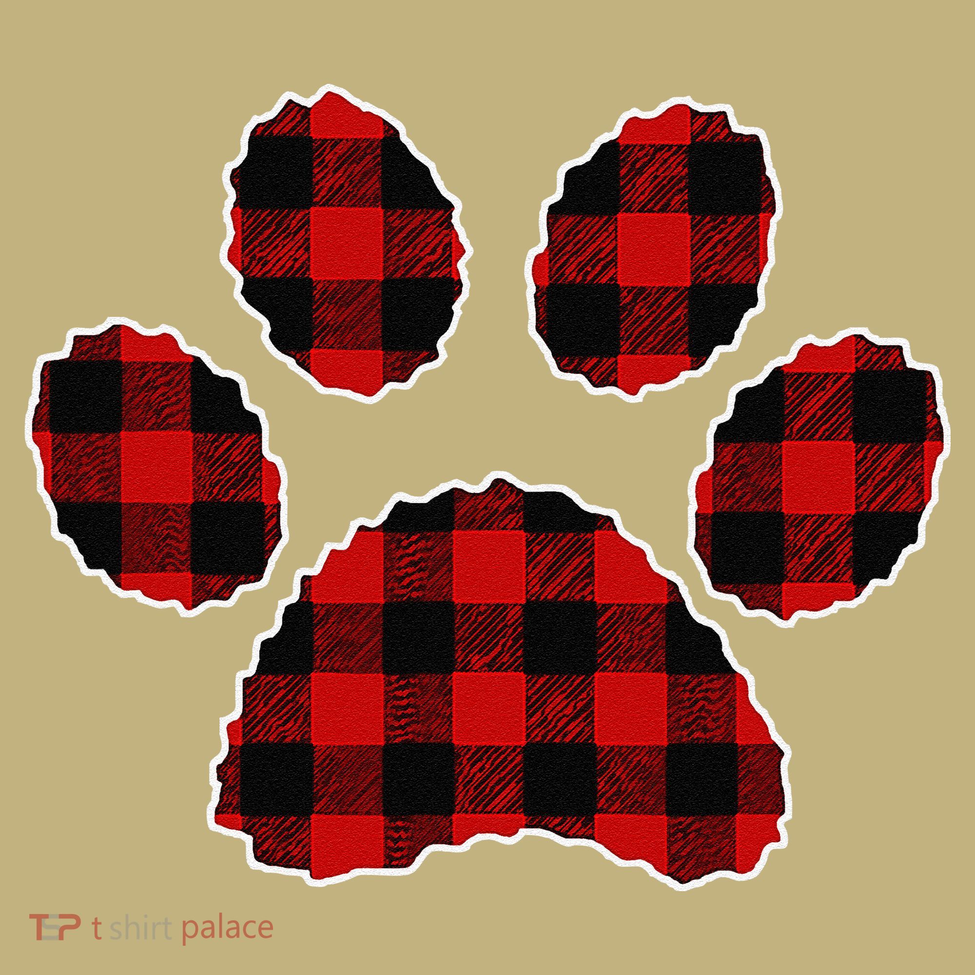 Buffalo Plaid Paw Print Dog Or Cat Lovers Christmas T-Shirt