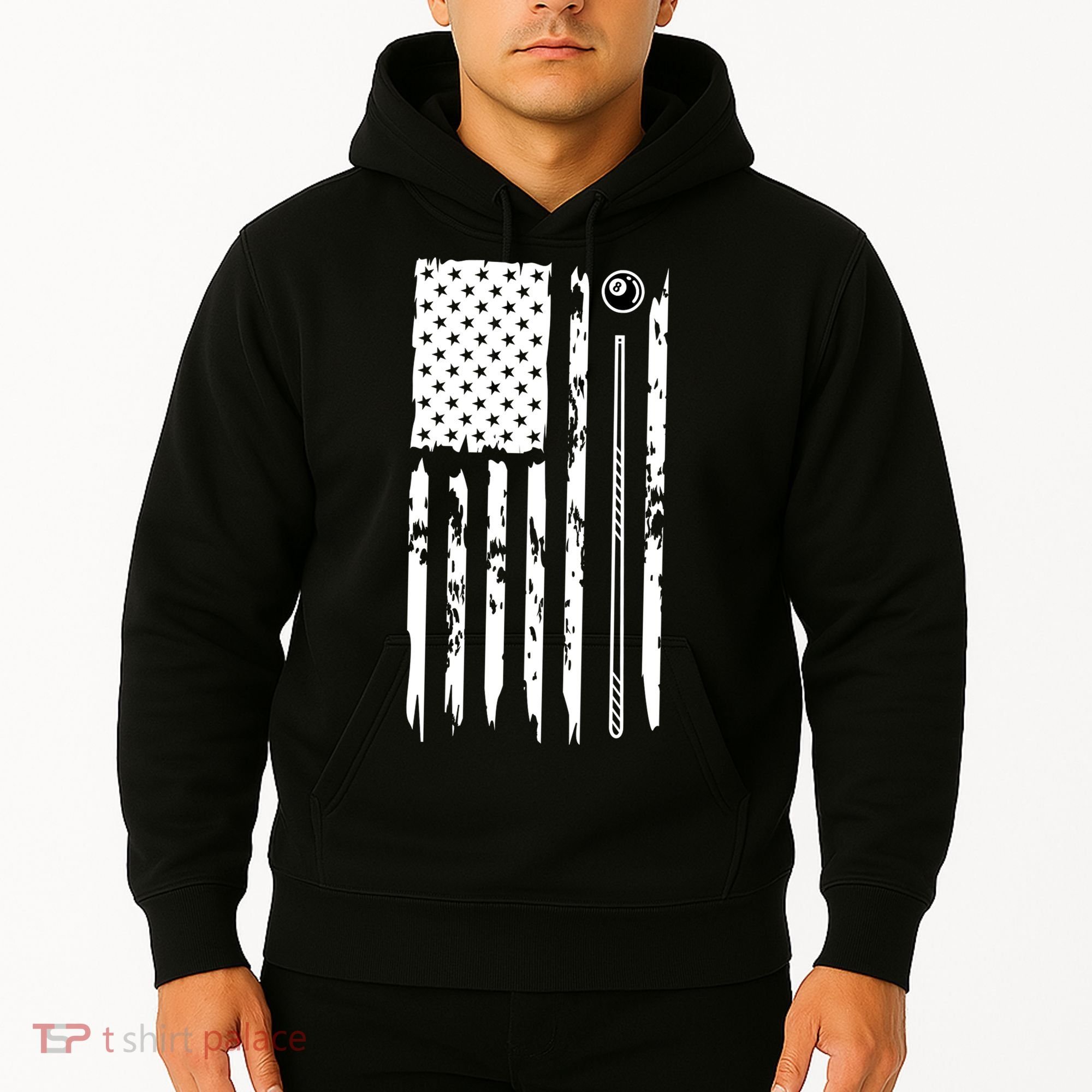 Billiards Pool Player Snooker Game US Flag Billiards Dad Gift For Father’s Day Hoodie
