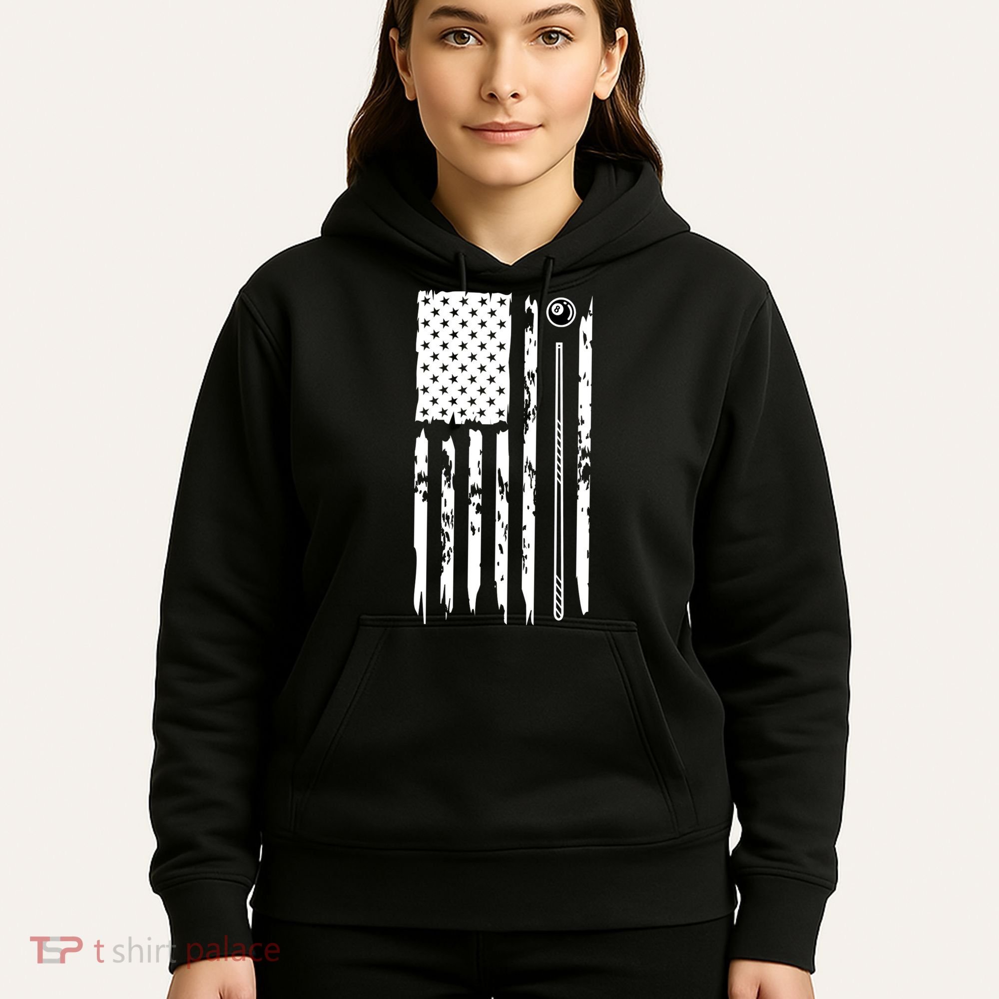 Billiards Pool Player Snooker Game US Flag Billiards Dad Gift For Father’s Day Hoodie