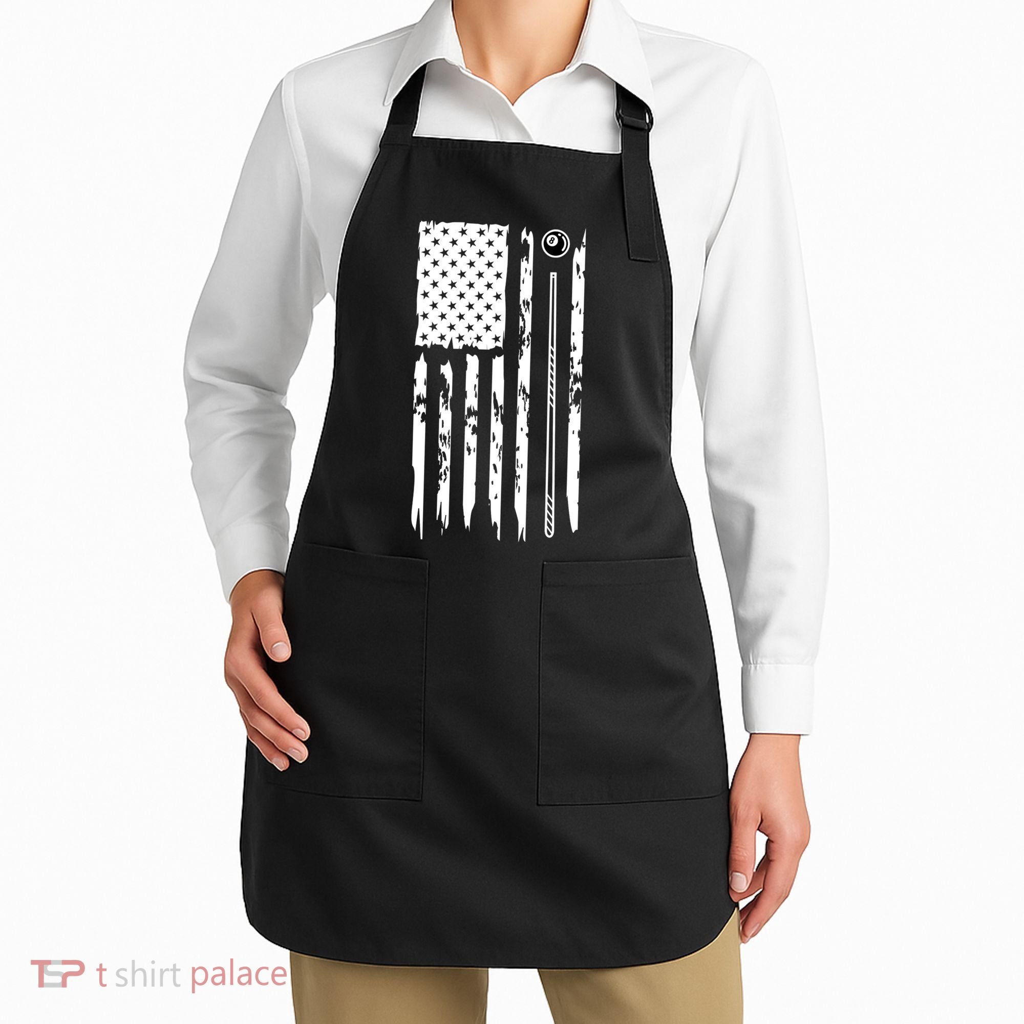 Billiards Pool Player Snooker Game US Flag Billiards Dad Gift For Father’s Day Apron