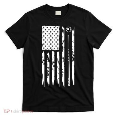 Billiards Pool Player Snooker Game US Flag Billiards Dad Gift For Father’s Day T-Shirt