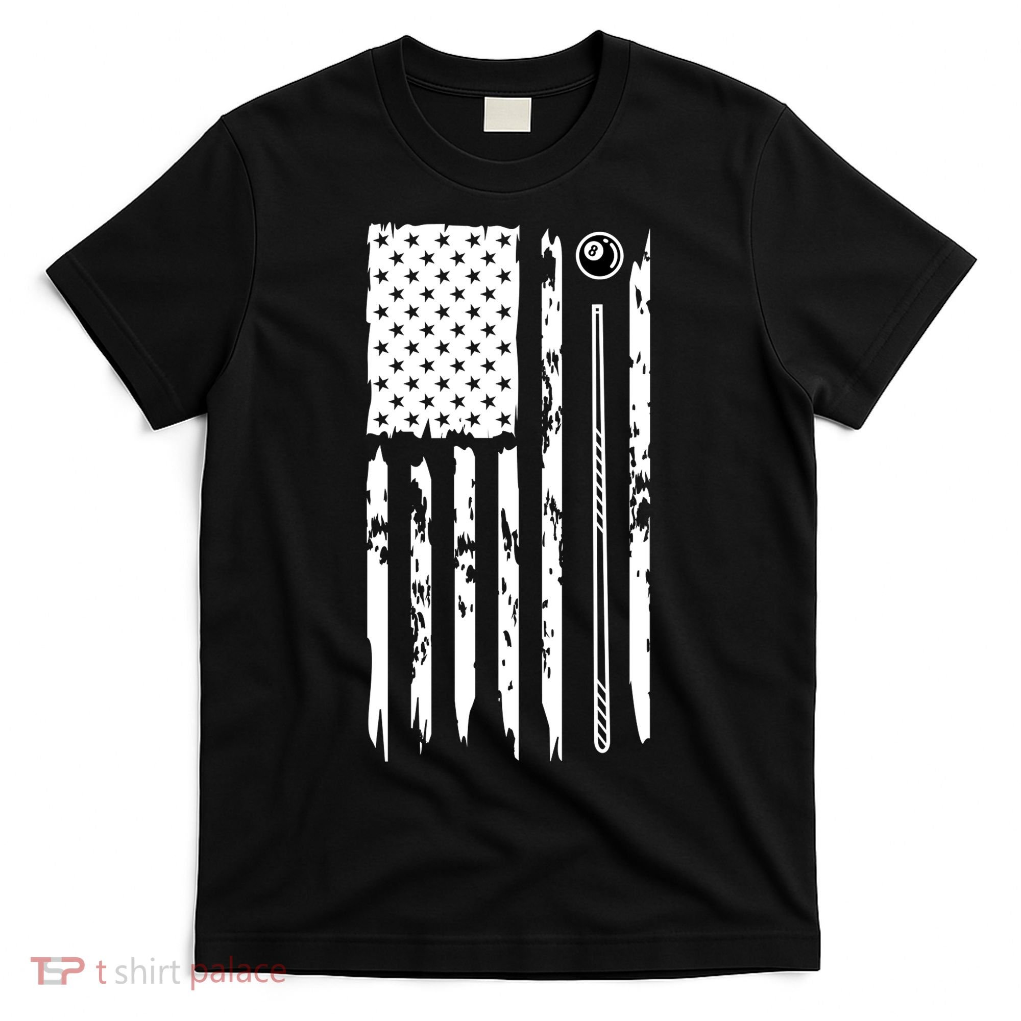 Billiards Pool Player Snooker Game US Flag Billiards Dad Gift For Father’s Day T-Shirt