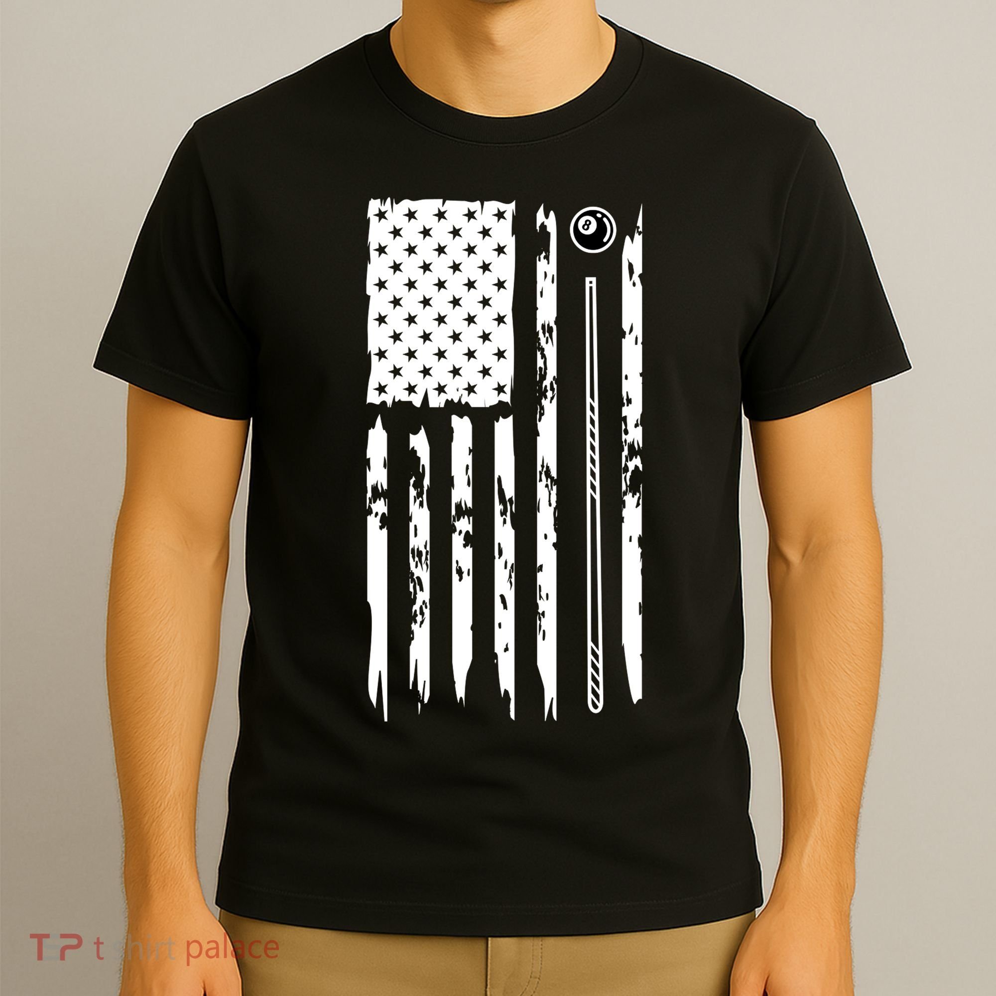 Billiards Pool Player Snooker Game US Flag Billiards Dad Gift For Father’s Day T-Shirt