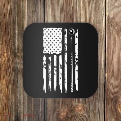 Billiards Pool Player Snooker Game US Flag Billiards Dad Gift For Father’s Day Coaster