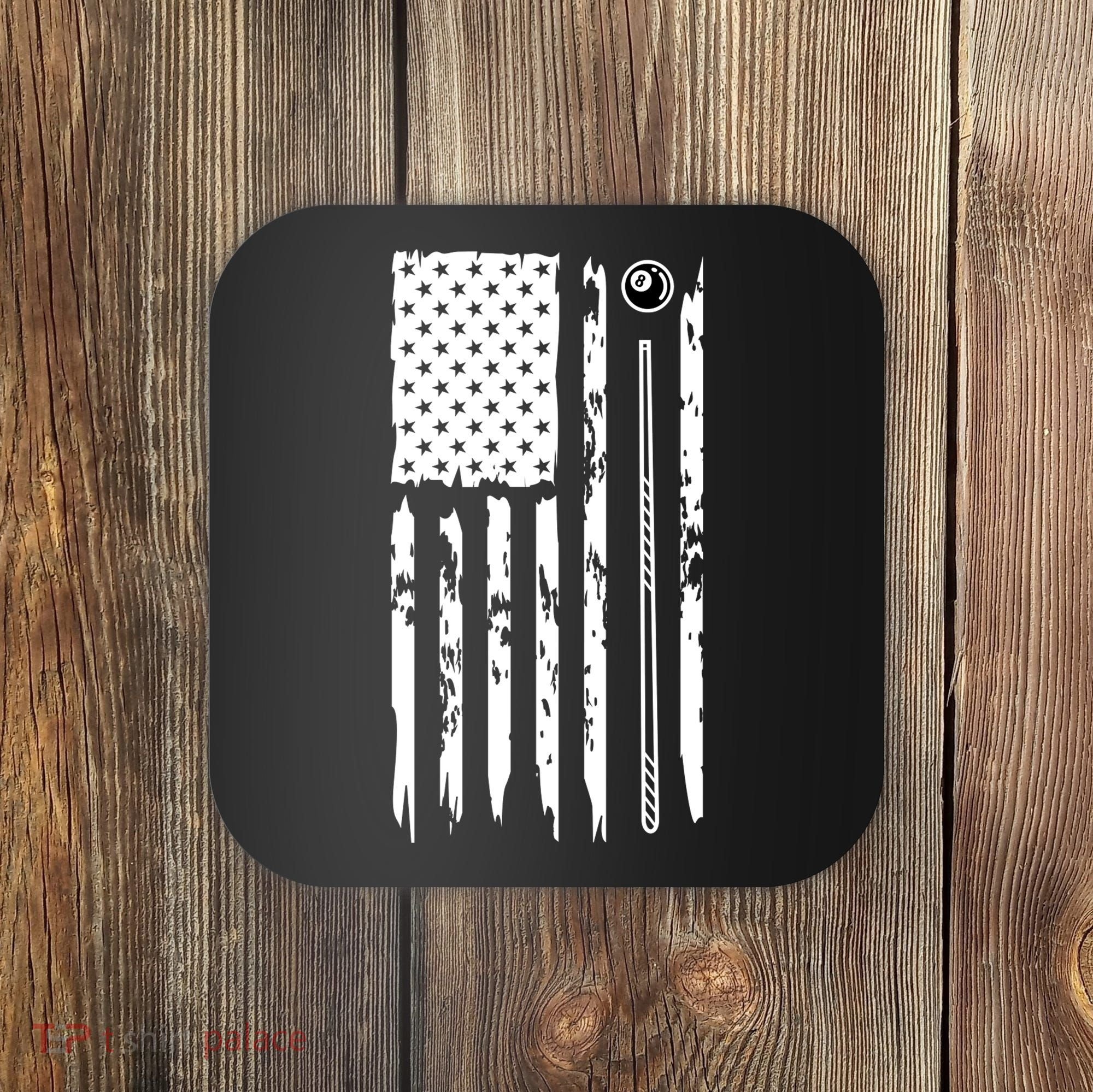 Billiards Pool Player Snooker Game US Flag Billiards Dad Gift For Father’s Day Coaster