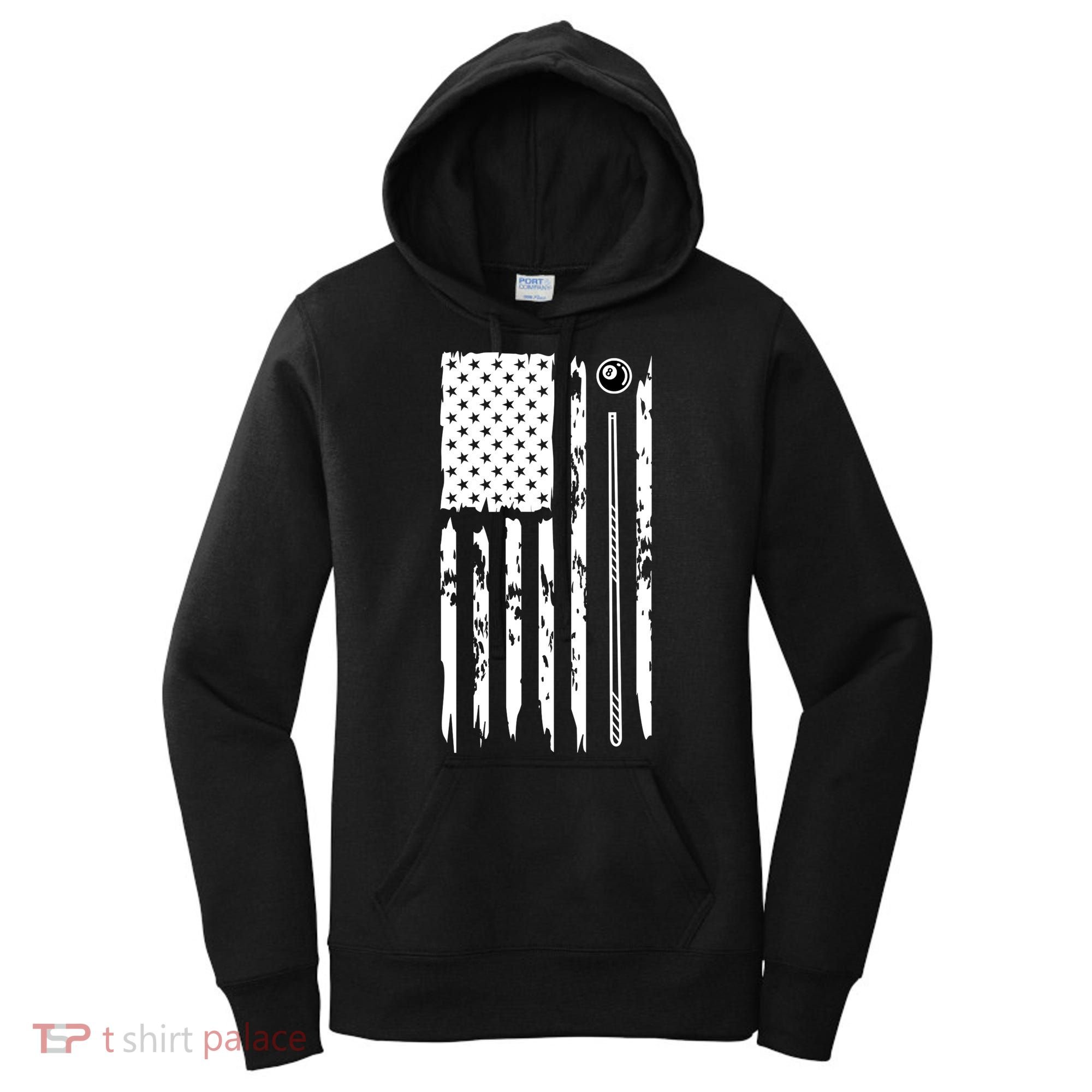 Billiards Pool Player Snooker Game US Flag Billiards Dad Gift For Father’s Day Women's Hoodie