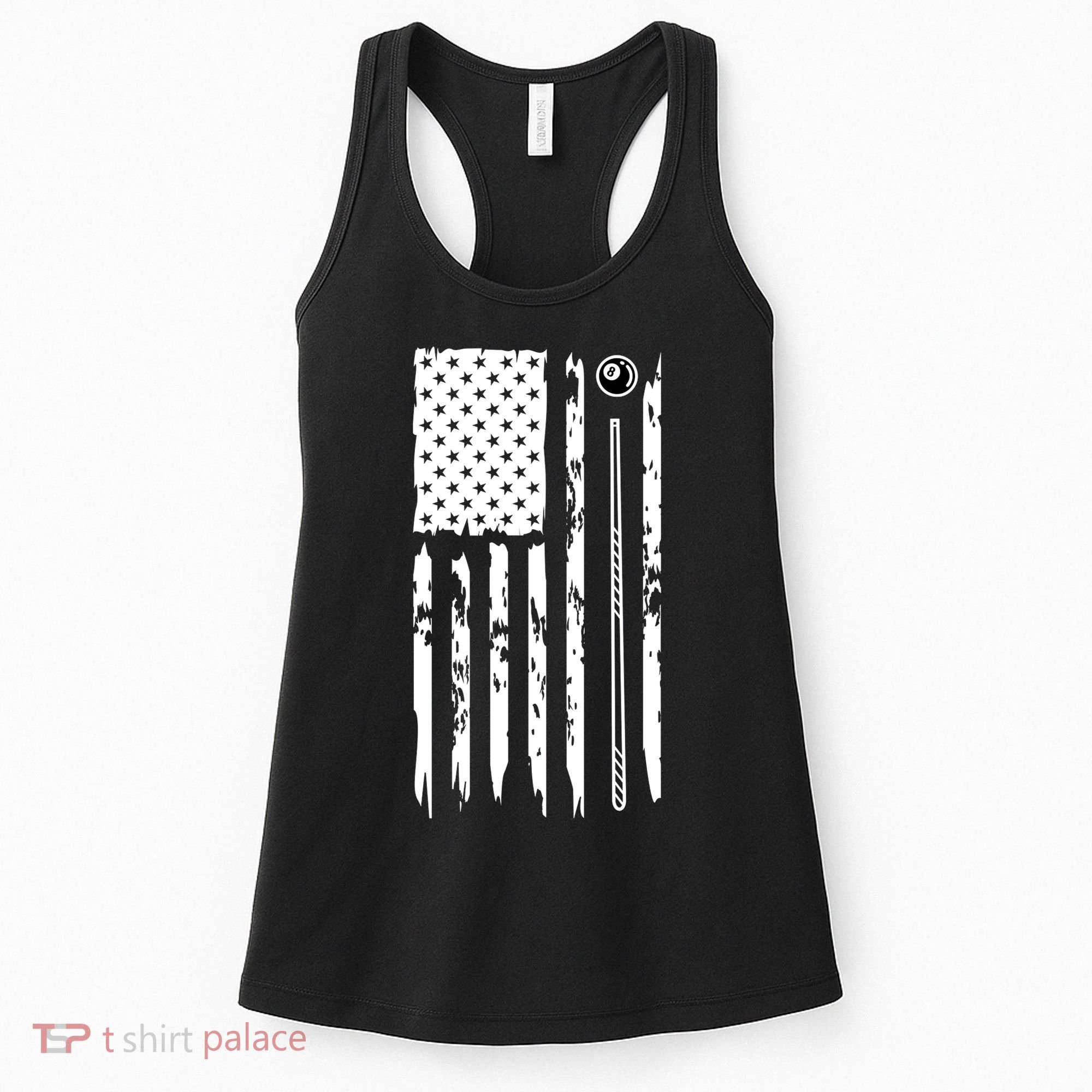 Billiards Pool Player Snooker Game US Flag Billiards Dad Gift For Father’s Day Women's Tank Top