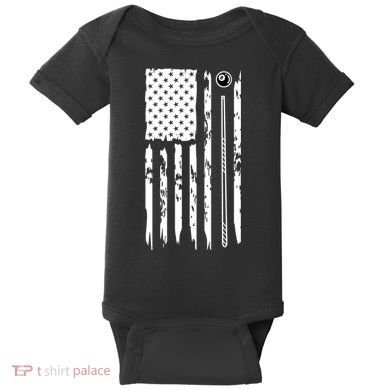 Billiards Pool Player Snooker Game US Flag Billiards Dad Gift For Father’s Day Baby Bodysuit