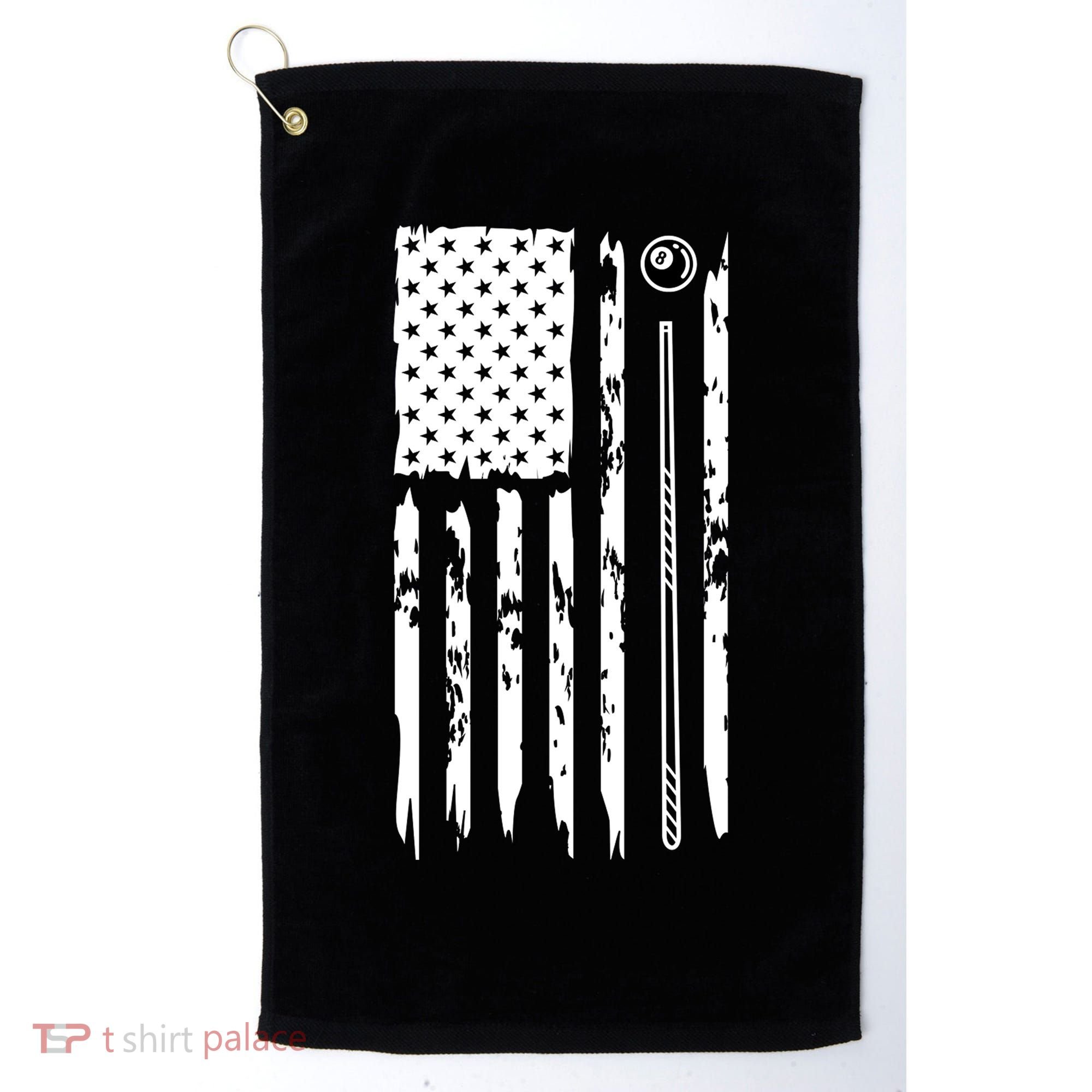 Billiards Pool Player Snooker Game US Flag Billiards Dad Gift For Father’s Day Golf Towel