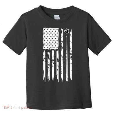 Billiards Pool Player Snooker Game US Flag Billiards Dad Gift For Father’s Day Toddler T-Shirt