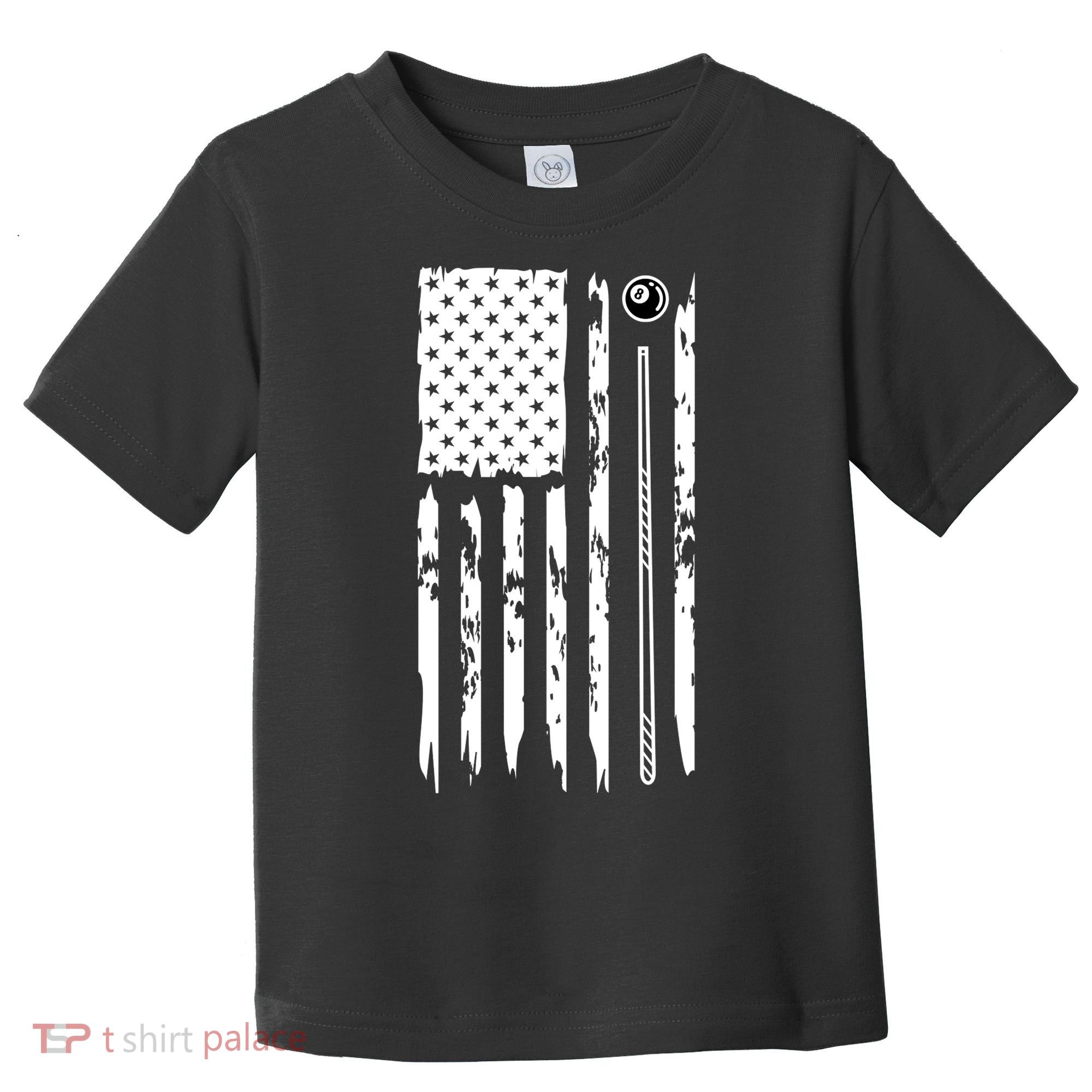 Billiards Pool Player Snooker Game US Flag Billiards Dad Gift For Father’s Day Toddler T-Shirt