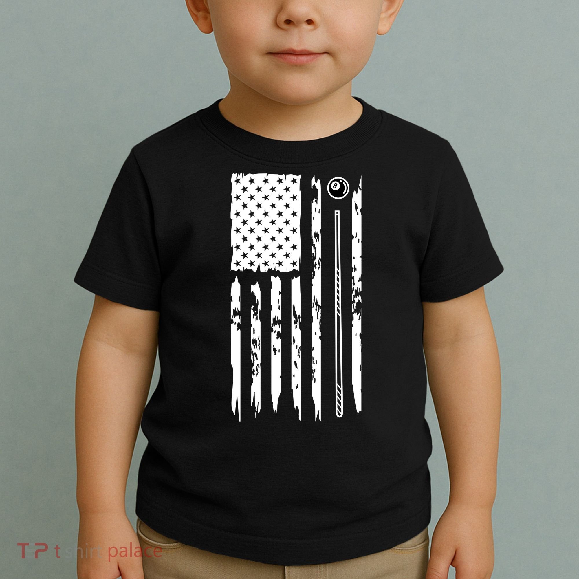 Billiards Pool Player Snooker Game US Flag Billiards Dad Gift For Father’s Day Toddler T-Shirt