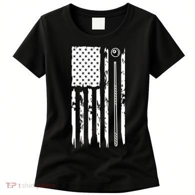 Billiards Pool Player Snooker Game US Flag Billiards Dad Gift For Father’s Day Women's T-Shirt
