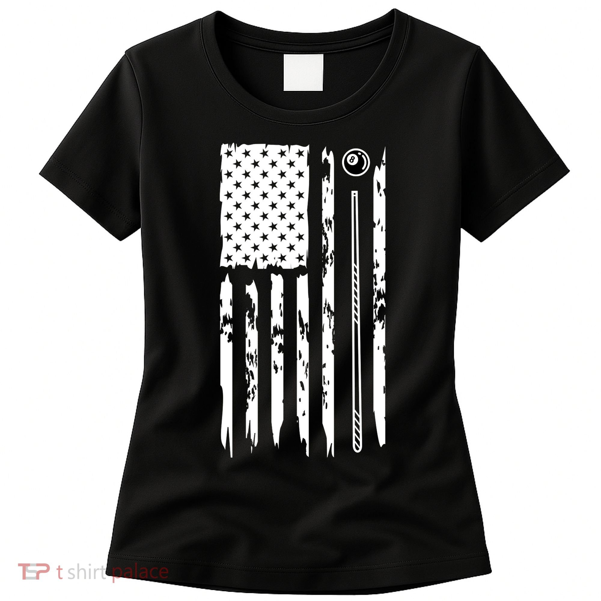 Billiards Pool Player Snooker Game US Flag Billiards Dad Gift For Father’s Day Women's T-Shirt