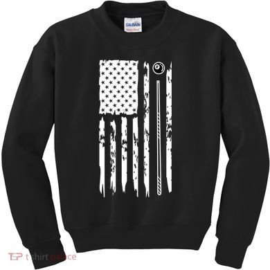 Billiards Pool Player Snooker Game US Flag Billiards Dad Gift For Father’s Day Kids Sweatshirt