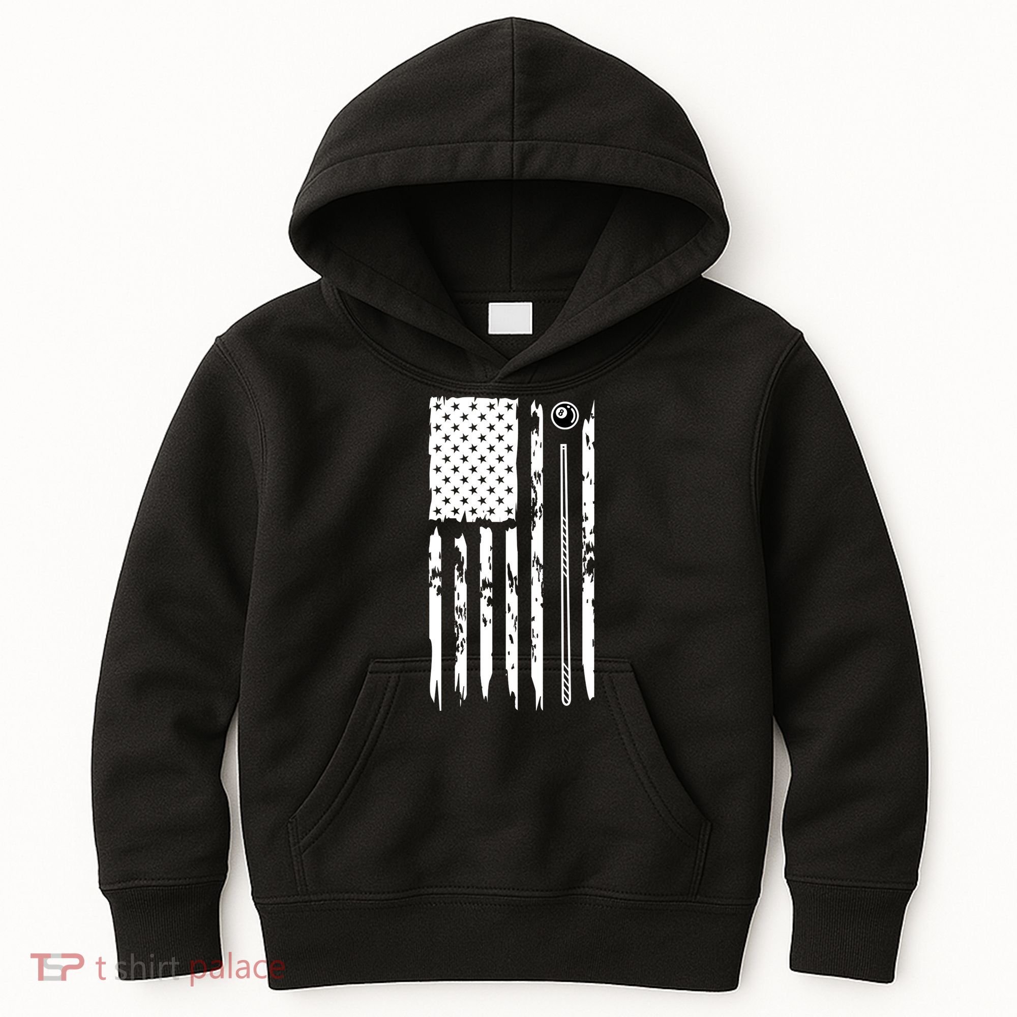 Billiards Pool Player Snooker Game US Flag Billiards Dad Gift For Father’s Day Kids Hoodie