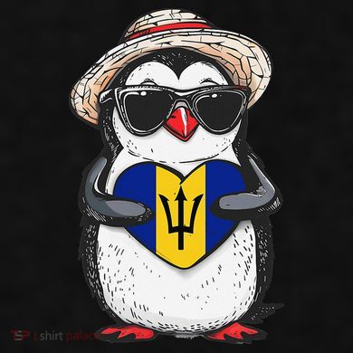 Bajan Pride Penguin Trident Heart Barbados Bajan Roots Ladies PosiCharge Tri-Blend Wicking Tank