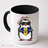 Bajan Pride Penguin Trident Heart Barbados Bajan Roots Coffee Mug thumb 0