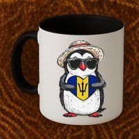 Bajan Pride Penguin Trident Heart Barbados Bajan Roots Coffee Mug thumb 2
