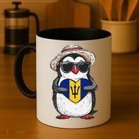 Bajan Pride Penguin Trident Heart Barbados Bajan Roots Coffee Mug thumb 4
