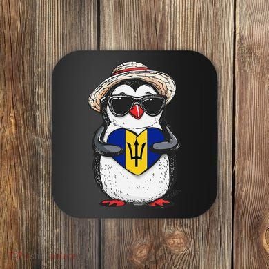Bajan Pride Penguin Trident Heart Barbados Bajan Roots Coaster