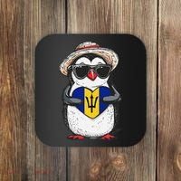 Bajan Pride Penguin Trident Heart Barbados Bajan Roots Coaster thumb 0