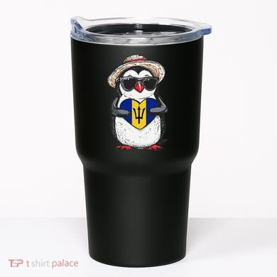 Bajan Pride Penguin Trident Heart Barbados Bajan Roots Tumbler