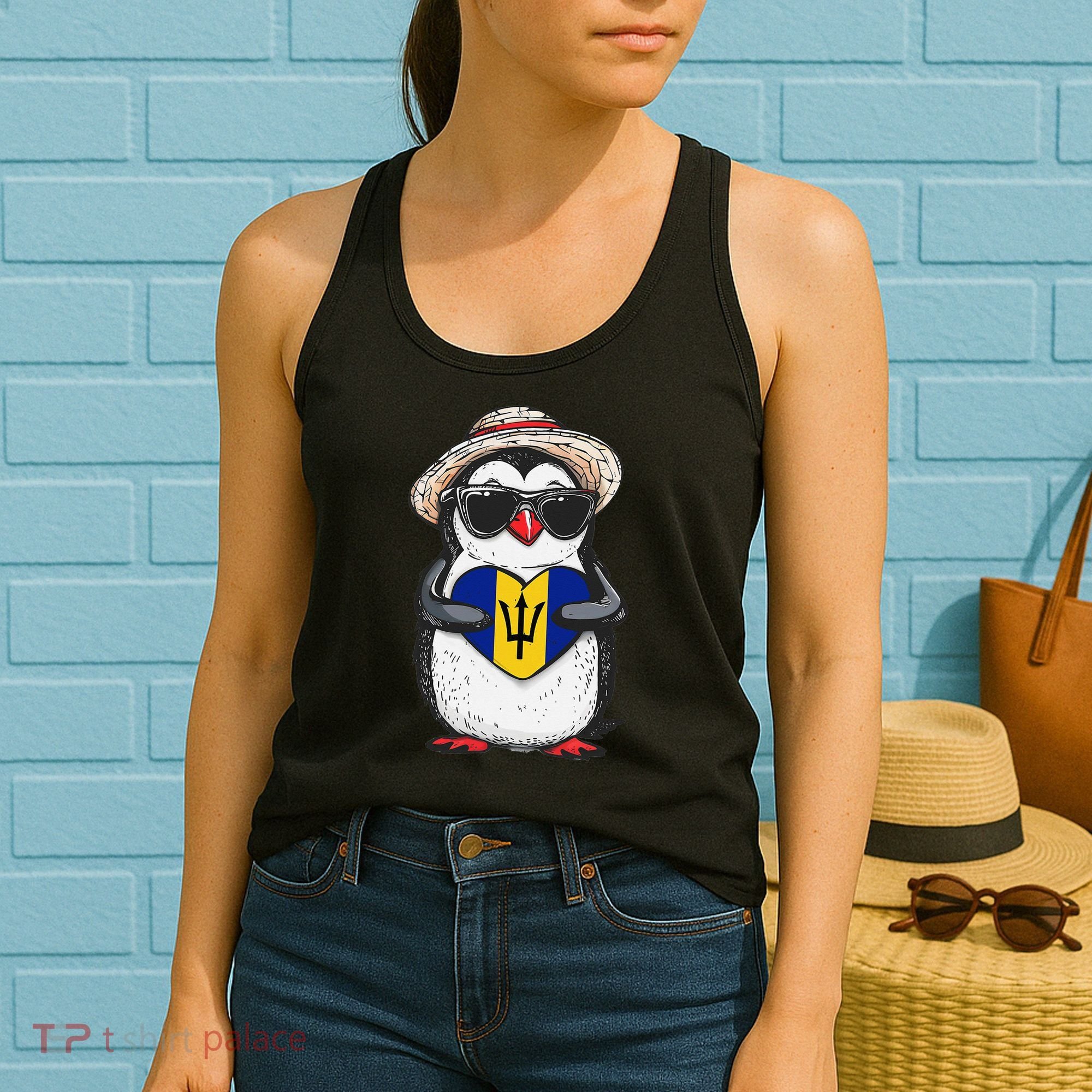 Bajan Pride Penguin Trident Heart Barbados Bajan Roots Women's Tank Top