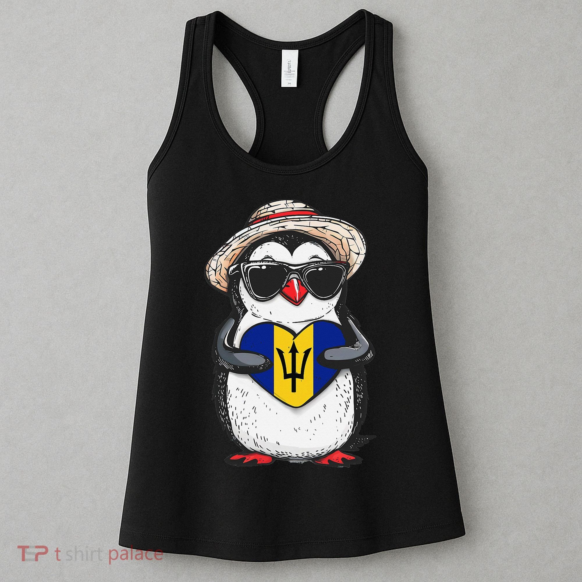 Bajan Pride Penguin Trident Heart Barbados Bajan Roots Women's Tank Top