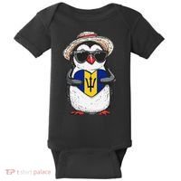 Bajan Pride Penguin Trident Heart Barbados Bajan Roots Baby Bodysuit thumb 0