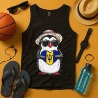 Bajan Pride Penguin Trident Heart Barbados Bajan Roots Tank Top thumb 4