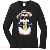 Bajan Pride Penguin Trident Heart Barbados Bajan Roots Women's Long Sleeve Shirt thumb 0