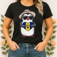 Bajan Pride Penguin Trident Heart Barbados Bajan Roots Women's T-Shirt thumb 2