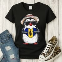 Bajan Pride Penguin Trident Heart Barbados Bajan Roots Women's T-Shirt thumb 3