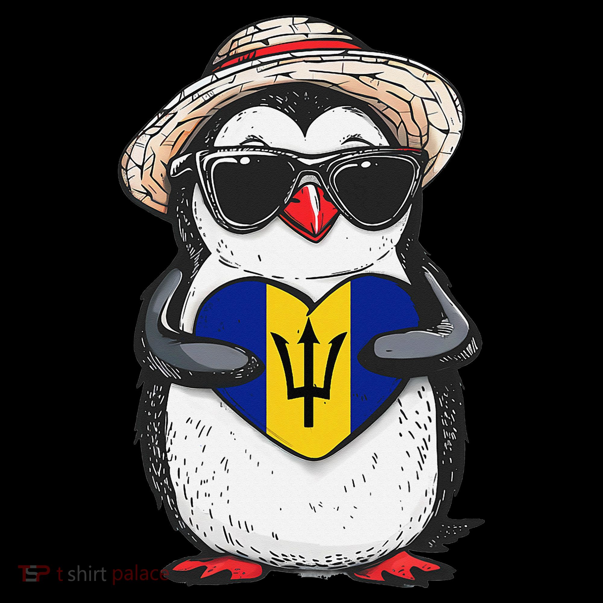 Bajan Pride Penguin Trident Heart Barbados Bajan Roots Women's T-Shirt