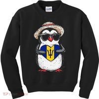 Bajan Pride Penguin Trident Heart Barbados Bajan Roots Kids Sweatshirt thumb 0
