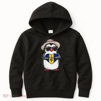 Bajan Pride Penguin Trident Heart Barbados Bajan Roots Kids Hoodie thumb 0