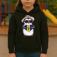 Bajan Pride Penguin Trident Heart Barbados Bajan Roots Kids Hoodie thumb 3