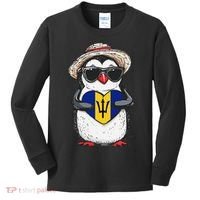 Bajan Pride Penguin Trident Heart Barbados Bajan Roots Kids Long Sleeve Shirt thumb 0