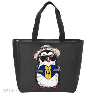 Bajan Pride Penguin Trident Heart Barbados Bajan Roots Tote Bag