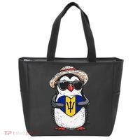 Bajan Pride Penguin Trident Heart Barbados Bajan Roots Tote Bag thumb 0
